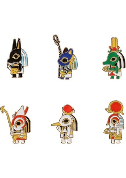 No.5 Boyutu Eski Mısır Tarzı Firavun, Anubis Süs Broş Rozeti (Yurt Dışından) modelleri