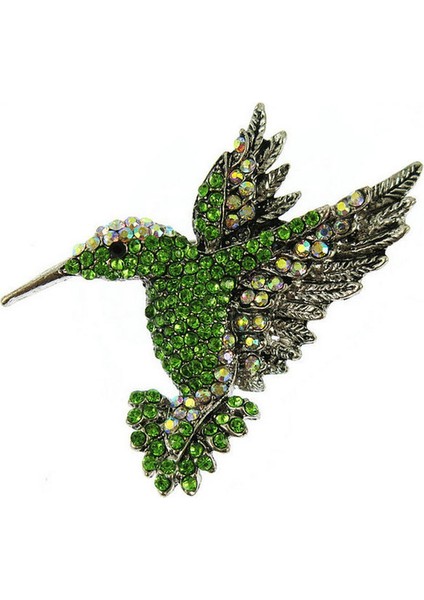 Kolibrili Broş Kristal Taşlı Hayvan Kuş Kadın Giyim Eşarp Aksesuar Vintage Takı (Yurt Dışından)