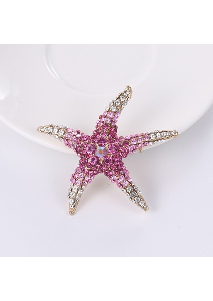 Pembe Tarzı Yeni Moda Altın Metal Tam Taşlı Denizyıldızı Broş Erkek ve Kadın Yaratıcı Korsaj Hayvan Broş Takı (Yurt Dışından)