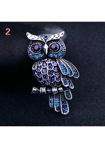 No.1 Boyutu Antik Kadın Erkek Baykuş Kore Çinko Alaşım Trendy Taklit Taş Mavi Broş Rozeti Noel Hediyeleri Aksesuarları (Yurt Dışından)