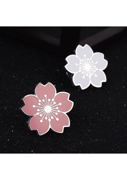1 Adet-Pembe Yeni Lüks Erkek Broş Takım Gümüş Yan Kiraz Çiçeği Rozeti Beyaz Kiraz Çiçeği Rozeti (Yurt Dışından)