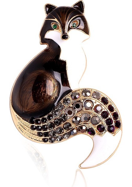 Siyah Stil Yeni Gelen Taşlı Tilki Broşlar Kadınlar Için Emaille Hayvan Pin Broş - Kış Tasarımı Ceket Takı - Çeşitli Renkler Mevcut (Yurt Dışından)