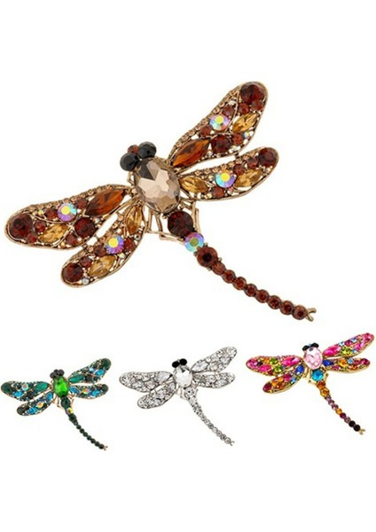 Kahverengi Tarzı Kadın Moda Dragonfly Kristal Broş Sevimli Taşlı Fular Iğnesi Takı (Yurt Dışından) fiyatları