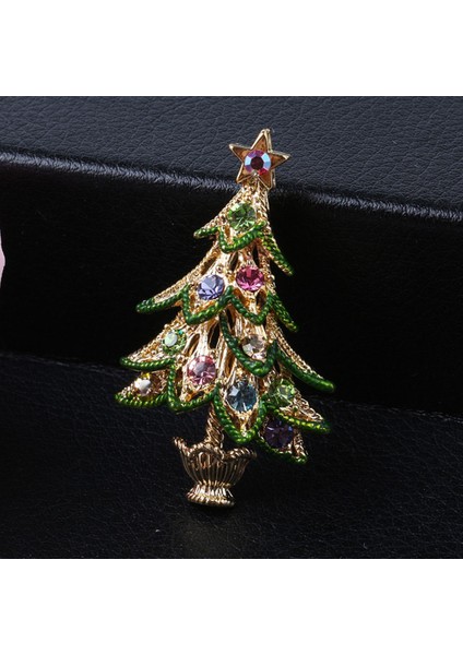 Platin Tarzı Yılbaşı Retro Moda Dekor Aksesuarları Kristal Kadın Noel Ağacı Takı Broşlar Papyon (Yurt Dışından)