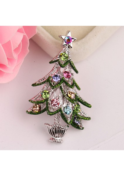 Platin Tarzı Yılbaşı Retro Moda Dekor Aksesuarları Kristal Kadın Noel Ağacı Takı Broşlar Papyon (Yurt Dışından)