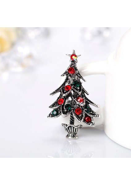 Platin Tarzı Yılbaşı Retro Moda Dekor Aksesuarları Kristal Kadın Noel Ağacı Takı Broşlar Papyon (Yurt Dışından)
