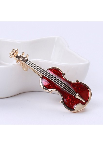 Kırmızı Stil Kadın Kız Sevimli Müzik Aleti Parti Broş Hediye Aksesuar Moda Keman Broş (Yurt Dışından)