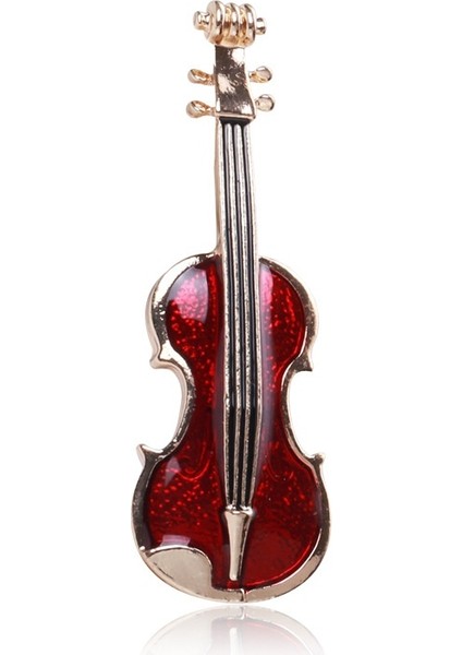 Kırmızı Stil Kadın Kız Sevimli Müzik Aleti Parti Broş Hediye Aksesuar Moda Keman Broş (Yurt Dışından)