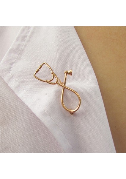 Altın Tarzı Hemşire Doktorlar Için Steteskop Broş, Moda Tıbbi Takı Steteskop Broş Pin Mezuniyet Hediyesi (Yurt Dışından)