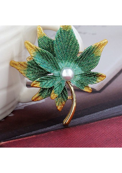 Gül Altın Rengi Broş Retro Lüks Inci Katmanlı Yaprak Broş Kadın Moda Güzel Kazak Takım Ceket Pin Aksesuarları (Yurt Dışından)