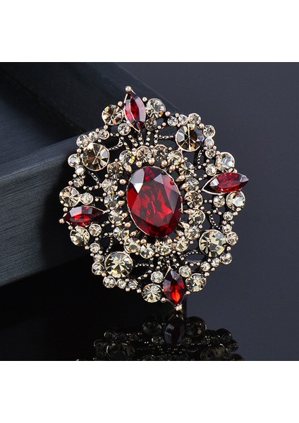 Mavi Stil Kadınlar Için Gotik Tarzı Kırmızı Siyah Mavi Oval Büyük Taş Broşlar Kübik Zirkon Takı Aksesuarları XZ144 (Yurt Dışından)