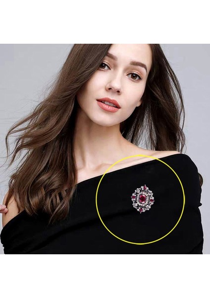 Mavi Stil Kadınlar Için Gotik Tarzı Kırmızı Siyah Mavi Oval Büyük Taş Broşlar Kübik Zirkon Takı Aksesuarları XZ144 (Yurt Dışından)