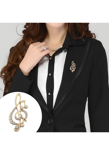 Altın Tarzı Yeni Moda ve Şık Kadın Müzik Notları Taşlı Inci Broş Sevimli Broş Şıklık Takı Harika (Yurt Dışından) fiyatları
