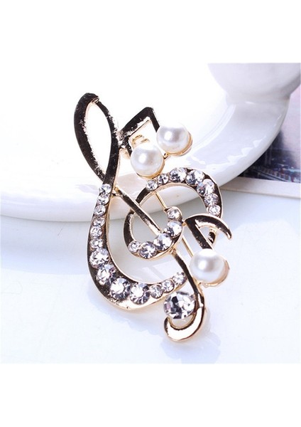 Altın Tarzı Yeni Moda ve Şık Kadın Müzik Notları Taşlı Inci Broş Sevimli Broş Şıklık Takı Harika (Yurt Dışından) fırsatları