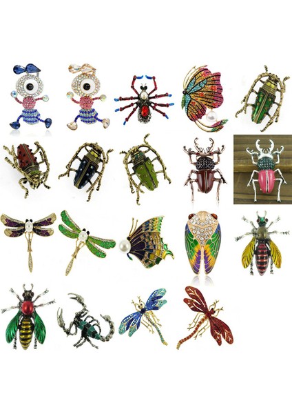 Altın Tarzı YSK-244 Böcek Arı Örümcek Tırtıl Çekirge Alaşım Inci Taşlı Boyama Yağ Böceği Hayvan Broş Böcek Severler Takı Hediye (Yurt Dışından) fiyatları