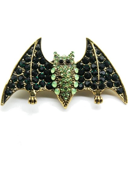 Yeşil Stil Kadınlar Için Halloween Taşlı Yarasa Broşları Moda Vintage Hayvan Erkekler Için Boyun Hediye Parti Aksesuarları (Yurt Dışından)