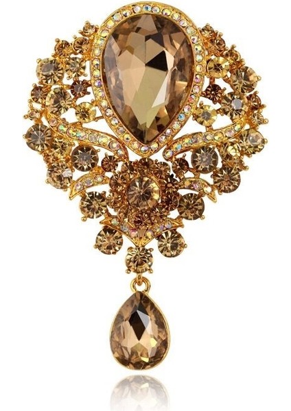 Mor Tarzı Büyük Kristal Su Damlası Çiçek Broş Kadınlar Saray Stili Çiçek Düğün Parti Günlük Broş Hediye (Yurt Dışından)