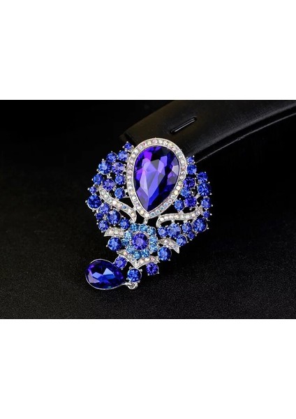 Mor Tarzı Büyük Kristal Su Damlası Çiçek Broş Kadınlar Saray Stili Çiçek Düğün Parti Günlük Broş Hediye (Yurt Dışından) fiyatları