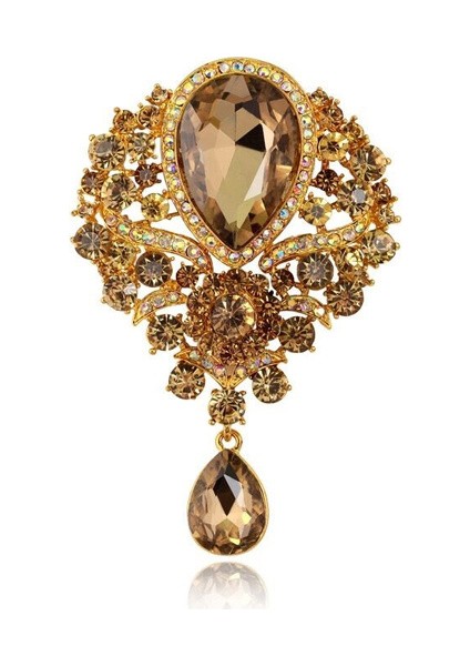 Mor Tarzı Büyük Kristal Su Damlası Çiçek Broş Kadınlar Saray Stili Çiçek Düğün Parti Günlük Broş Hediye (Yurt Dışından) modelleri