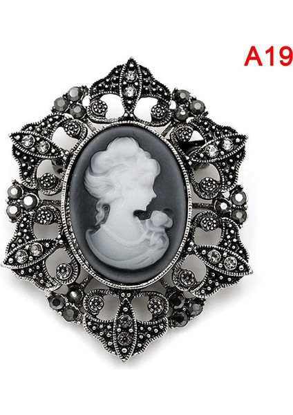 A19 Kadınlar Için Vintage Broşlar ile Kristal Taşlı Kraliçe Güzelliği Cameo Broş - Mücevherat Mağazası (Yurt Dışından)