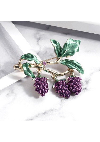 Mor Tarzı Lüks Taşlı Üzüm Broşları Kadınlar Için Moda Meyve Vintage Tasarım Takı Kaban Aksesuarları Hediye (Yurt Dışından) modelleri