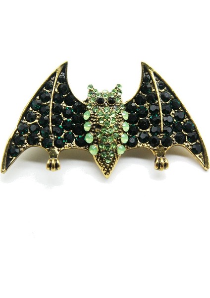 Yeşil Stil Kadınlar Için Halloween Taşlı Yarasa Broşları Moda Vintage Hayvan Erkekler Için Boyun Hediye Parti Aksesuarları (Yurt Dışından)