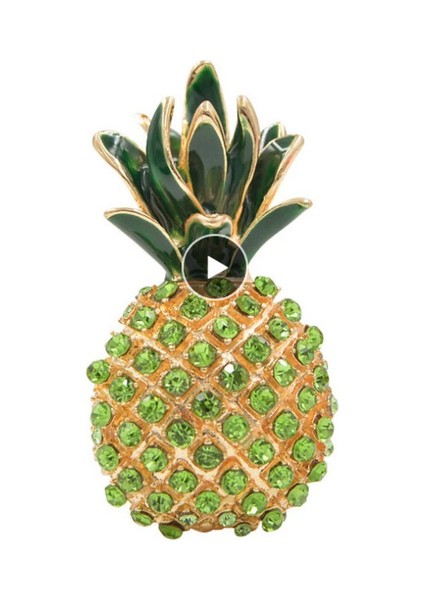 Altın Tarzı Kadınlar Için Yeşil Renkli Taşlı Ananas Broş Moda Yaz Broşu Email Hediyeler (Yurt Dışından) fiyatları