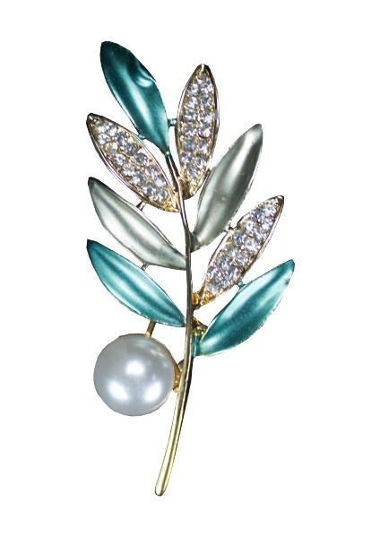 Yeşil Stil Inci Yaprak Metal Alaşım Broş Moda Kadın Aksesuarları Takım Papyon Pin Takı Broş Yeni Stil (Yurt Dışından) fiyatları
