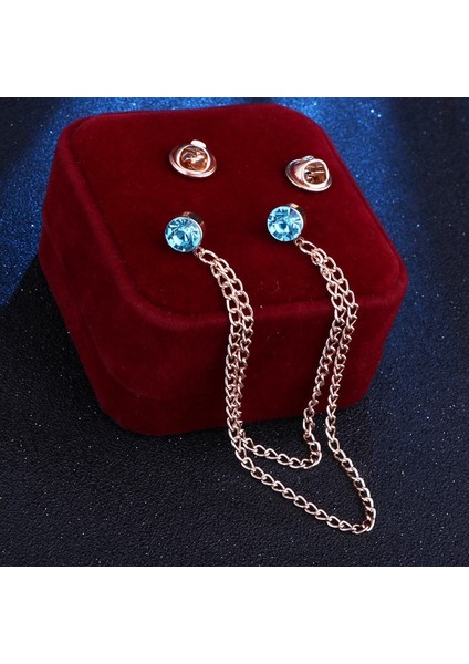 Mavi Stil Kore Yeni Moda Taşlı Püskül Zincir Broş Gömlek Rozeti Elbise Kolye Broşları Erkek Takıları Için Lüks (Yurt Dışından)