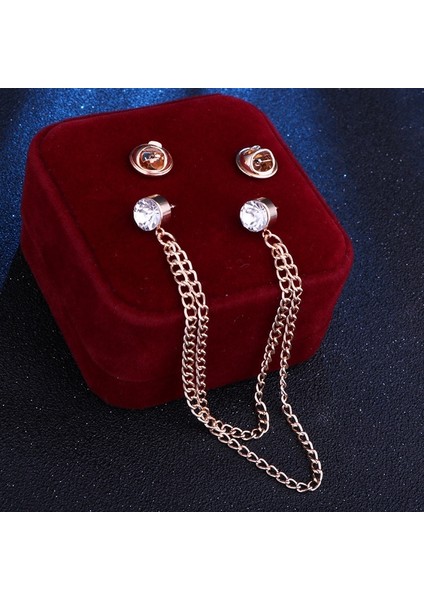 Mavi Stil Kore Yeni Moda Taşlı Püskül Zincir Broş Gömlek Rozeti Elbise Kolye Broşları Erkek Takıları Için Lüks (Yurt Dışından)