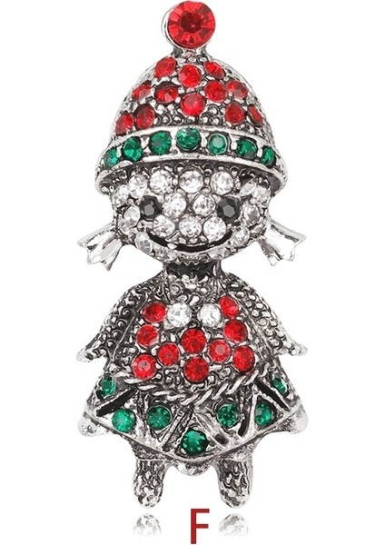 F Retro Kristal Noel Serisi Broş Antik Gümüş Bronz Noel Ağacı Zili Penguen Kurdele Kar Adamı Noel Baba Broşları Noel Hediyeleri (Yurt Dışından)