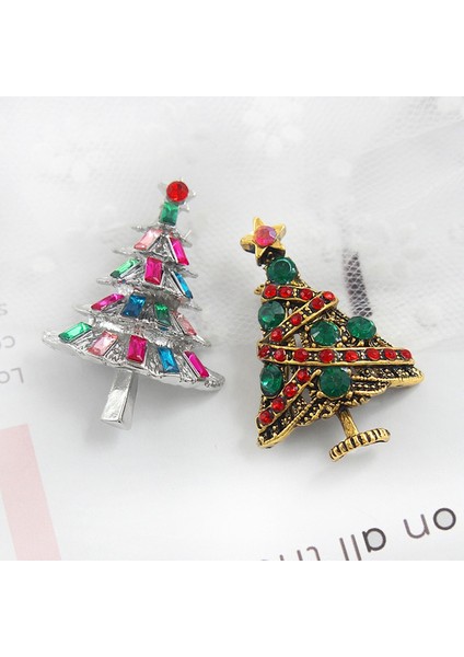 F Retro Kristal Noel Serisi Broş Antik Gümüş Bronz Noel Ağacı Zili Penguen Kurdele Kar Adamı Noel Baba Broşları Noel Hediyeleri (Yurt Dışından) modelleri