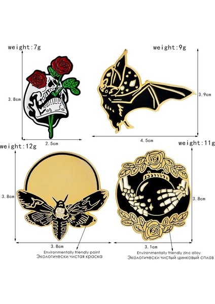 No.3 Boyutu Gotik Brooet Batty Death's-Head Moth Sert-Emaye Deri Pu Ceket Takım Aksesuarları (Yurt Dışından)
