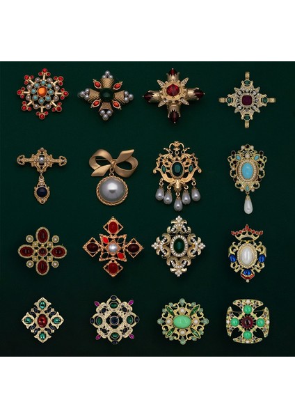 B6 Kadın Takıları Için Barok Vintage Altın Renkli Kristal Inci Broşlar Takılar Için Kare Hollow Geometrik Broş Yaka (Yurt Dışından)