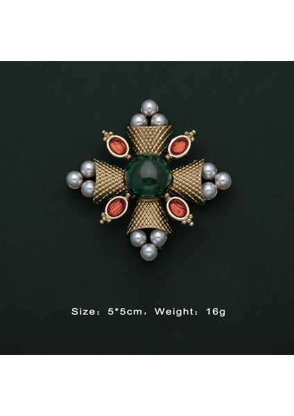 B6 Kadın Takıları Için Barok Vintage Altın Renkli Kristal Inci Broşlar Takılar Için Kare Hollow Geometrik Broş Yaka (Yurt Dışından)