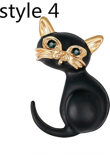 Küçük Hijab Takı Çocuklar Enamel Noel Hediyesi Vintage Kedi Broş Yeşil Taşlı Gözler Hayvan Broş Kadınlar Için (Yurt Dışından)