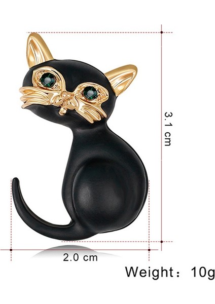 Küçük Hijab Takı Çocuklar Enamel Noel Hediyesi Vintage Kedi Broş Yeşil Taşlı Gözler Hayvan Broş Kadınlar Için (Yurt Dışından)
