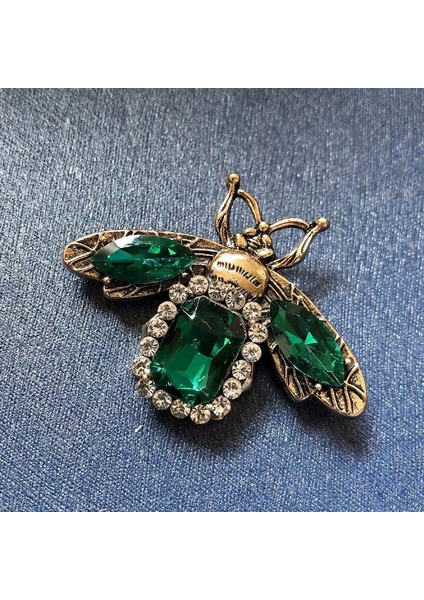 Yeşil Stil Kadınlar Için Kristal Arı Broş Böcek Metal Pin Broşlar Eşarplar Klips Taşlı Broş Takı Hediye (Yurt Dışından)