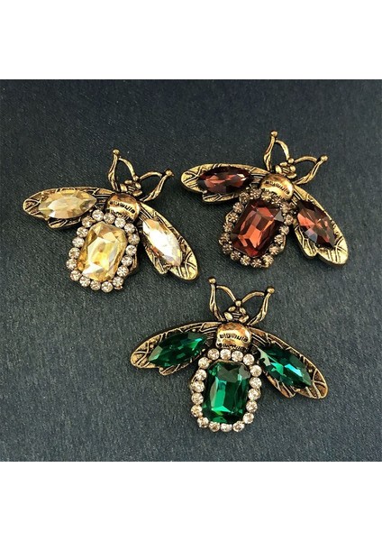 Yeşil Stil Kadınlar Için Kristal Arı Broş Böcek Metal Pin Broşlar Eşarplar Klips Taşlı Broş Takı Hediye (Yurt Dışından)