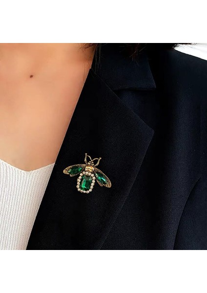 Yeşil Stil Kadınlar Için Kristal Arı Broş Böcek Metal Pin Broşlar Eşarplar Klips Taşlı Broş Takı Hediye (Yurt Dışından)