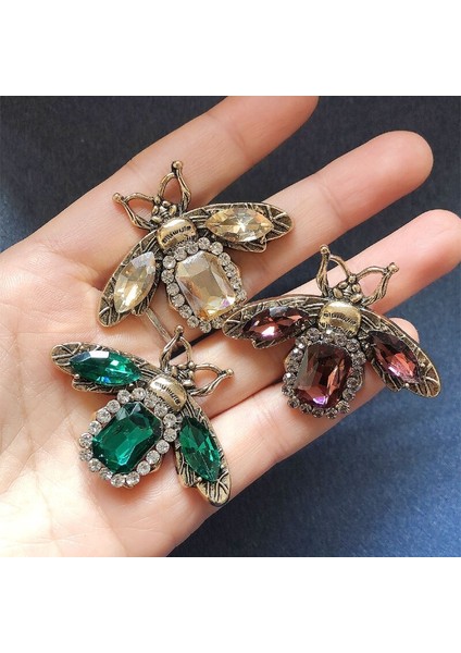 Yeşil Stil Kadınlar Için Kristal Arı Broş Böcek Metal Pin Broşlar Eşarplar Klips Taşlı Broş Takı Hediye (Yurt Dışından)