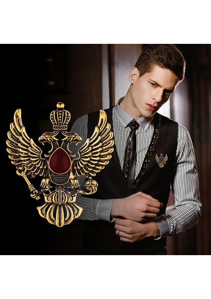 Gümüş Tarzı Retro Kanat Metal ve Broşlar Vintage Çift Başlı Kartal Rozet Tacı Takım Papyon Iğnesi (Yurt Dışından) fiyatları