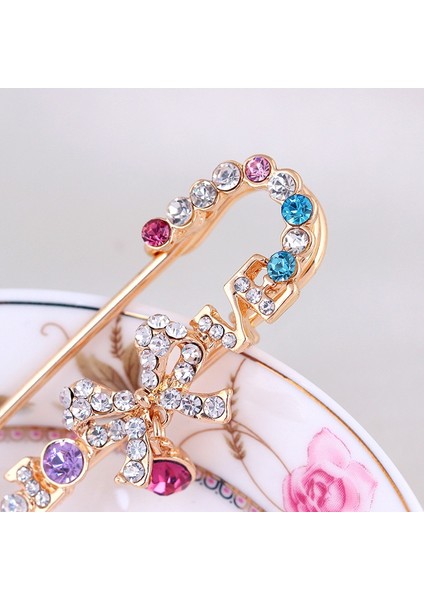 Altın Tarzı Hijab Rose Gold Güvenliği Pin Broş Takı Moda Lüks Taşlı Erkek Broşlar Takım Eşarp Korsaj Kazak Yaka (Yurt Dışından)