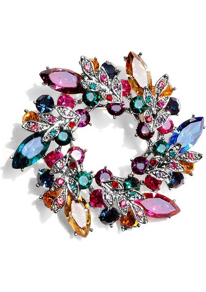 Gri Tarzı Kadınlar Için Büyük Çiçekli Kristal Broş Moda Buket Taşlı Broşlar ve Saç Tokası Takı (Yurt Dışından) fiyatları