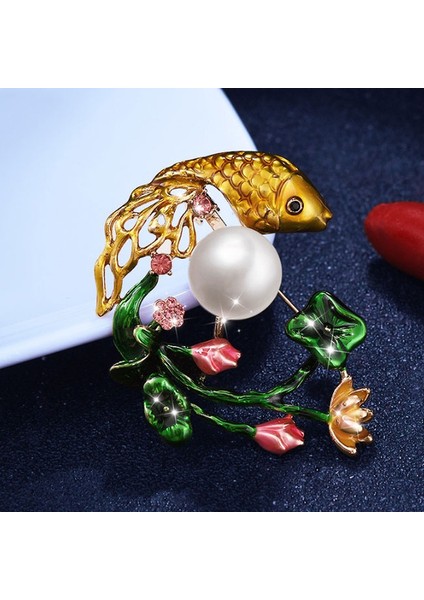 Vintage Kadın Banket Kıyafetlerine Çiçek Broş Takıları Elmas Lotus Yaprak Balık Broş Şal Klipsi (Yurt Dışından) fiyatları
