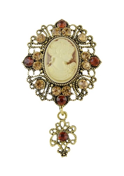 Antik Altın Tarzı Gotik Vintage Taşlı Çiçek Cameo Broş Raptiye (Yurt Dışından) modelleri