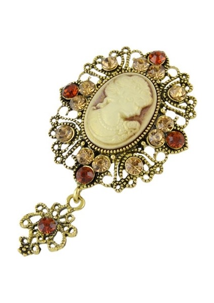 Antik Altın Tarzı Gotik Vintage Taşlı Çiçek Cameo Broş Raptiye (Yurt Dışından) fırsatları