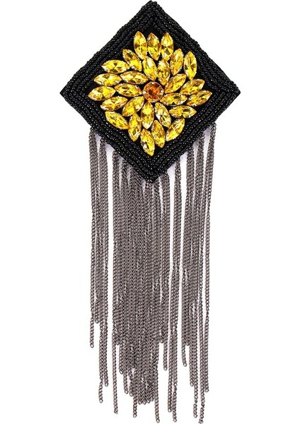 Beyaz ve Kırmızı Tarzı Ceket Omuz Boncuklu Püskül Zincir Takım Epaulet Punk Fringe Taşlı Omuz Rozeti 2 Parça (Yurt Dışından)