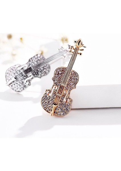 Düğün Misafirleri Için Kişiselleştirilmiş Hediye Violin Broş Bling Kristal Aşk Papyon Broşları Taşlı Broş (Yurt Dışından)