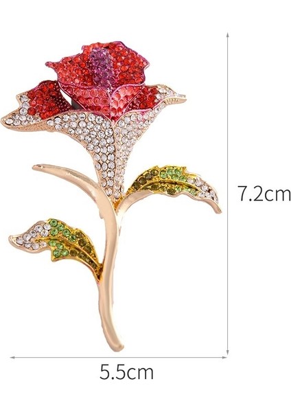 Kırmızı Stil Güzel Çiçek Broş Kadın Yüksek Kaliteli Moda Yaka Broş Düğün Aksesuarı Hatıra Hediye (Yurt Dışından)